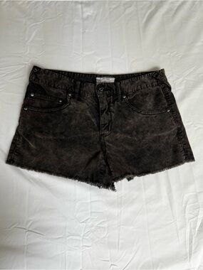 Free People Washed Charcoal Black Denim Cutoff Shorts